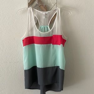 Ambiance colorblock racerback sheer tank top